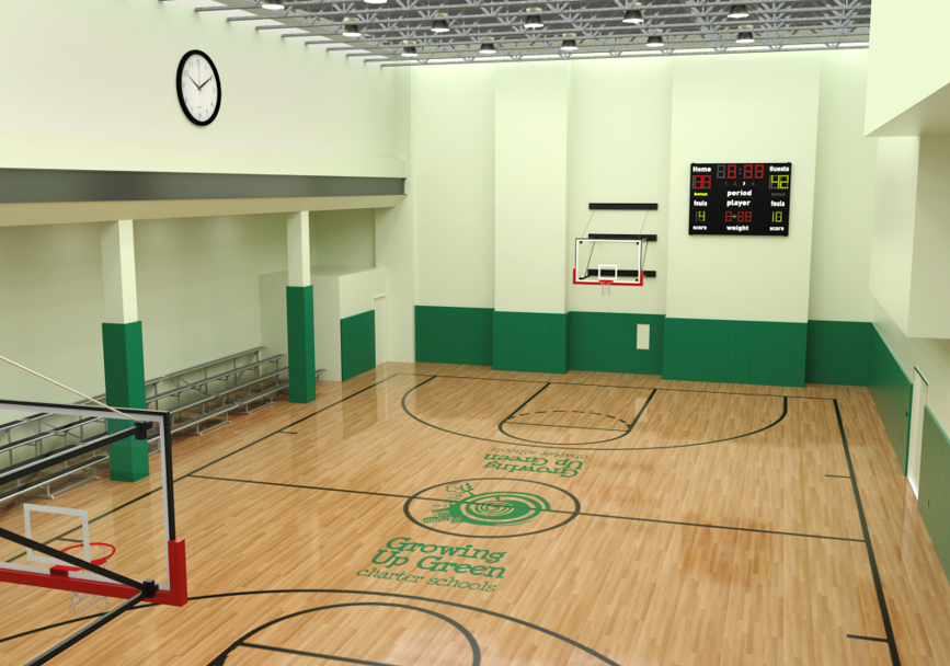 Growing Up Green Charter Middle School basketball court concept art